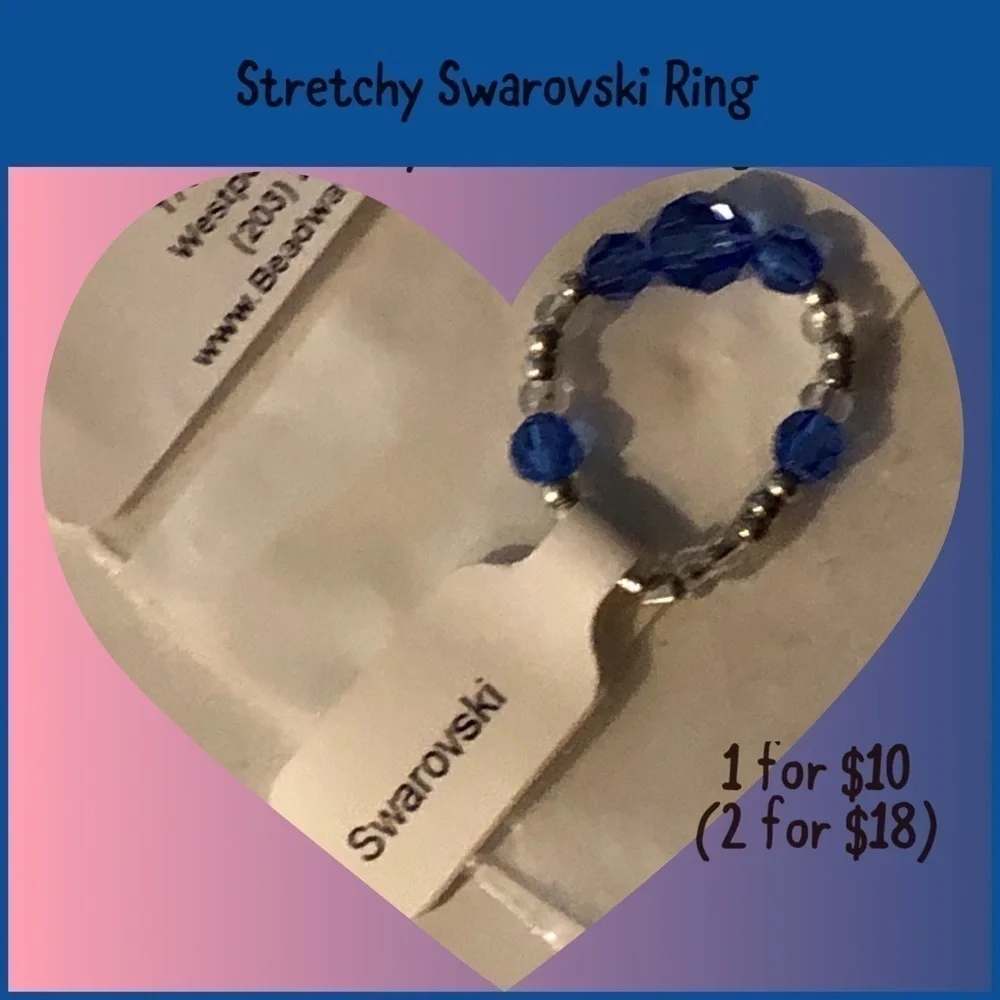 3 Stretchy Swarovski Rings, 1 for $10 2 for $18 - Picture 2 of 3